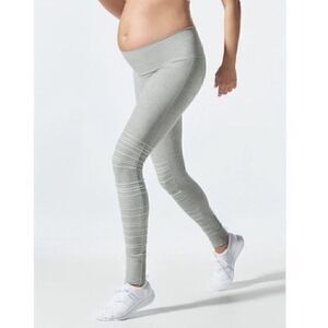BLANQI Maternity Sport Support Hipster Cuffed Leggings Size Medium Dove Grey